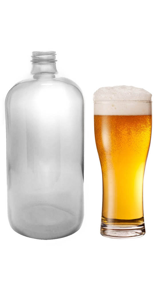 32 oz Clear Glass Boston Round Growler V232