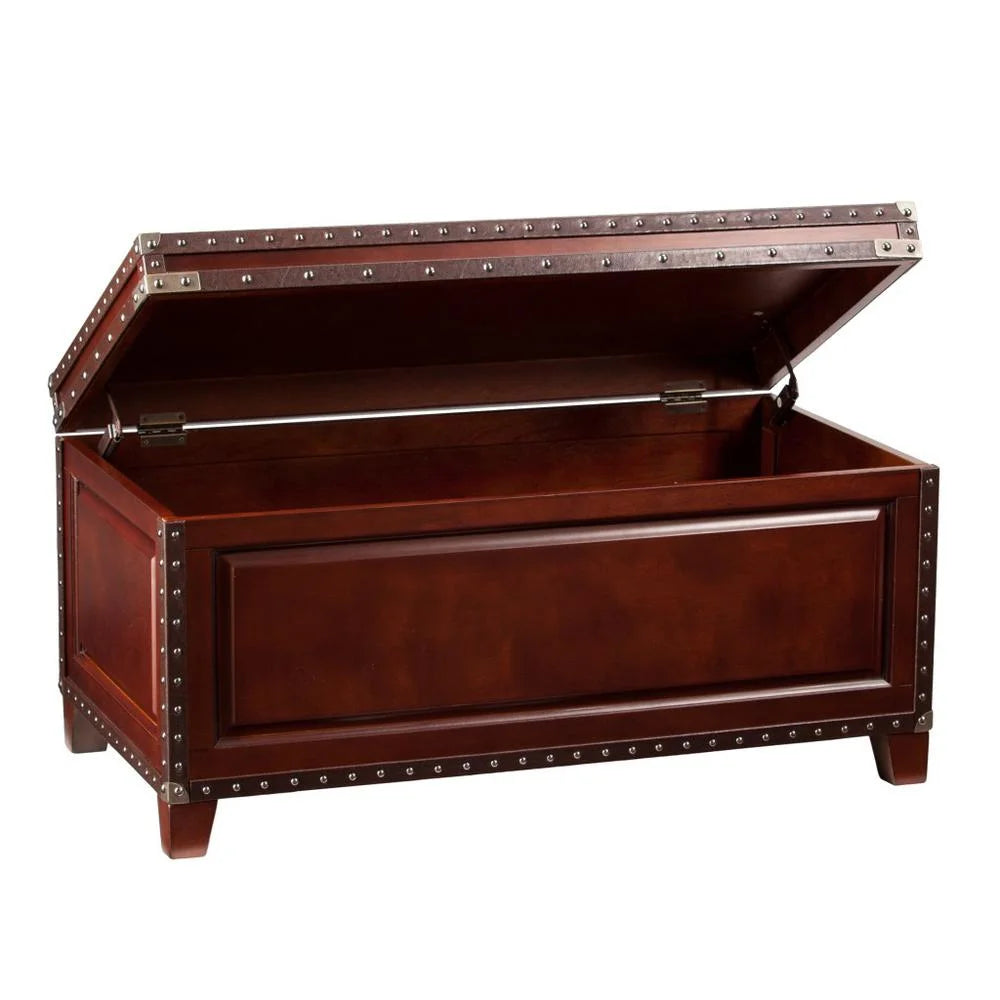 40 in. Solid Wood & Metal Rectangular Coffee Table, Brown E28914
