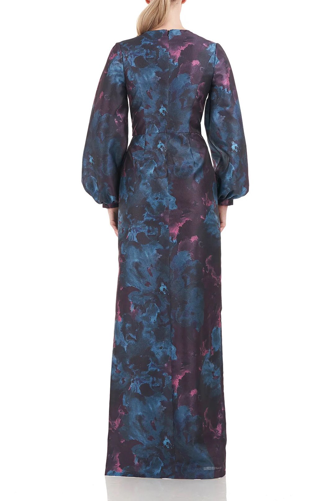 Deep Teal Floral Jacquard Dress I21832