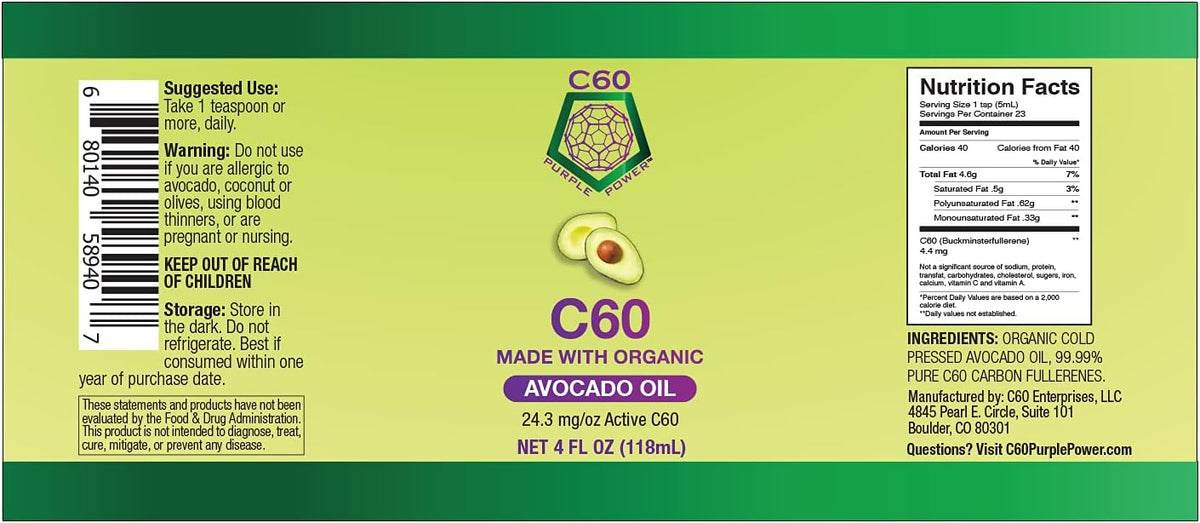 Organic Cold-Pressed Avocado Oil with C60 F44462