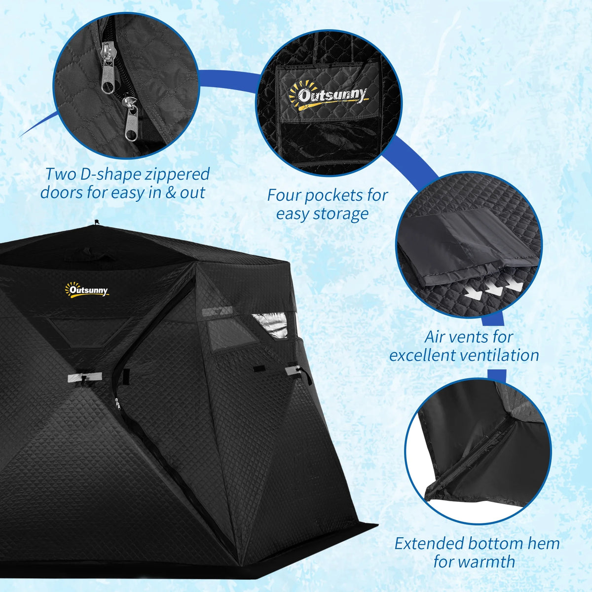 Black Insulated Pop Up Ice Fishing Tent G63991