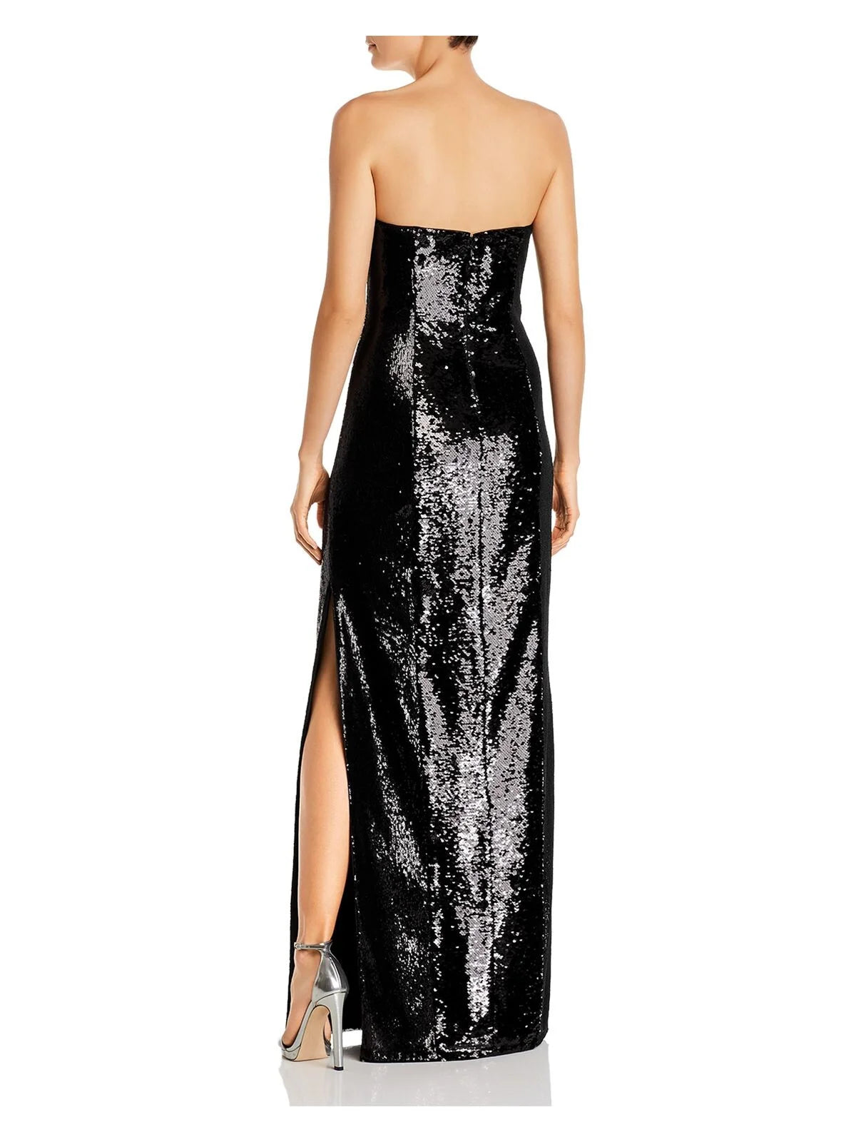 Black Sleeveless Sweetheart Neckline Full-Length Formal Sheath Dress T32128