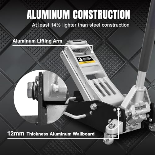 1.5 Ton Hydraulic Low Profile Aluminum and Steel Racing Floor Jack with Dual Piston Quick Lift Pump Z93129