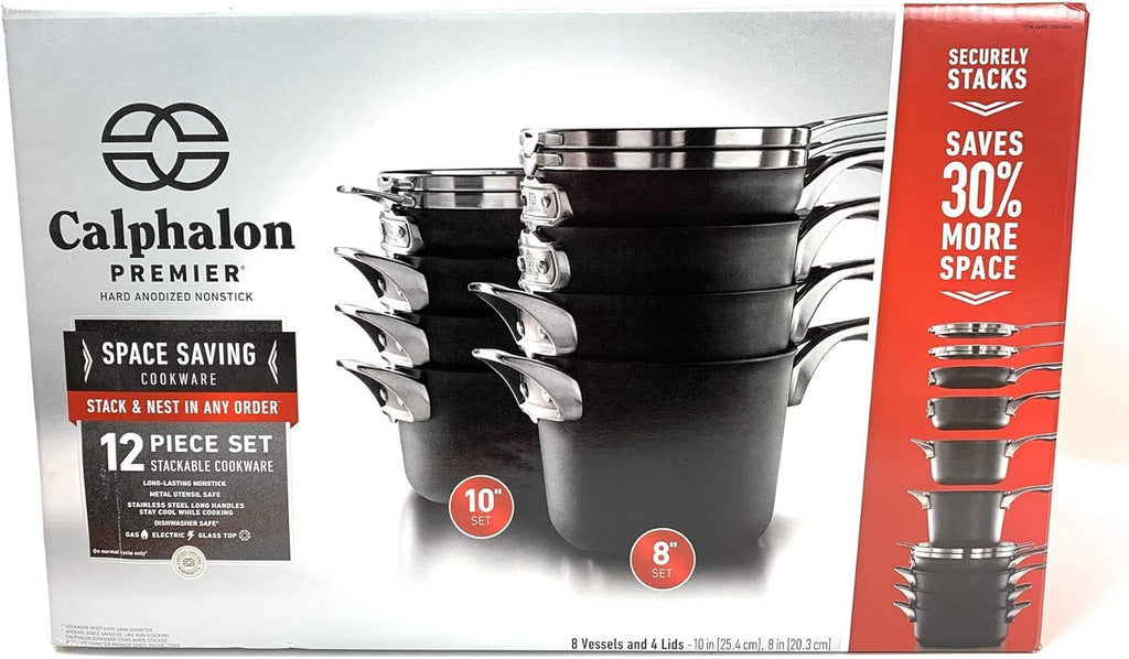 12-piece Hard Anodized Space Saving Cookware I248