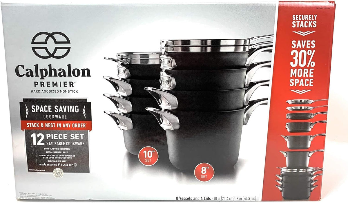 12-piece Hard Anodized Space Saving Cookware I248