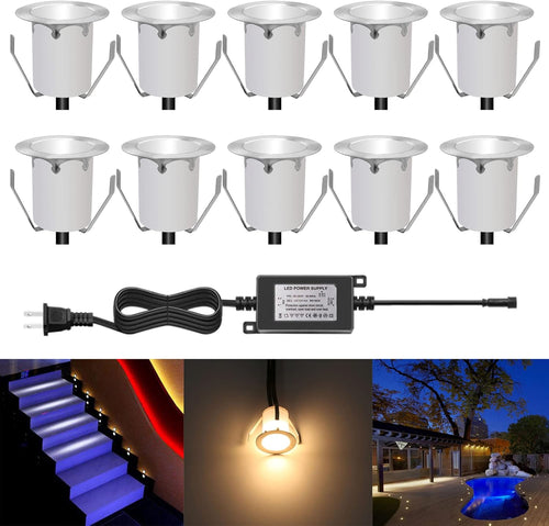 10 Pack Warm White IP67 Waterproof 12V LED Deck Lighting Kit R20203
