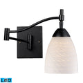 1-Light Swingarm Sconce in Dark Rust & White Swirl Glass Y585