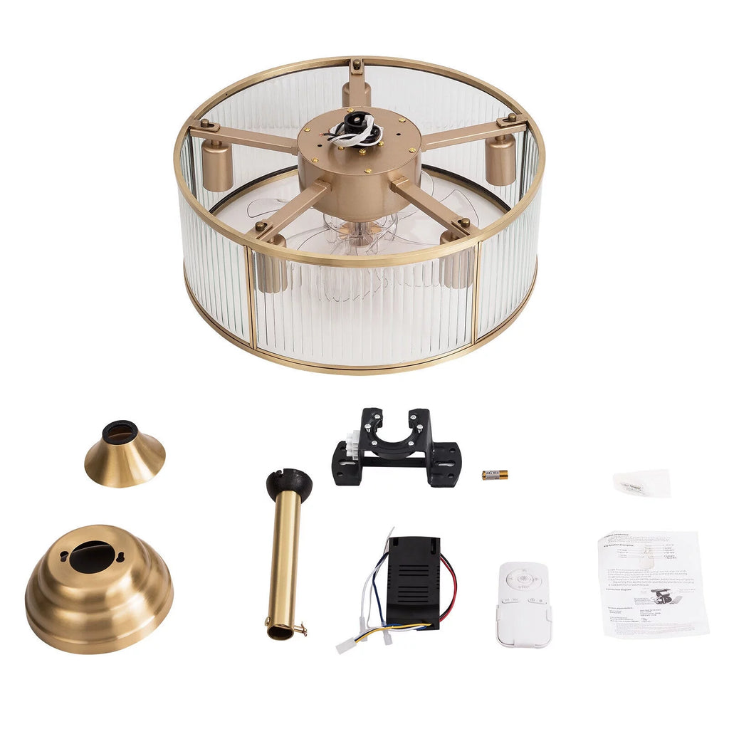 18inch Farmhouse Ceiling Fan Light Gold With Remote Control I611767