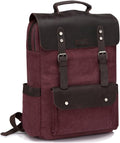Leather Canvas Laptop Backpack Rucksack V888