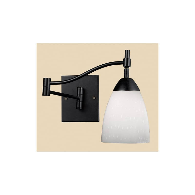 1-Light Swingarm Sconce in Dark Rust & White Swirl Glass Y585