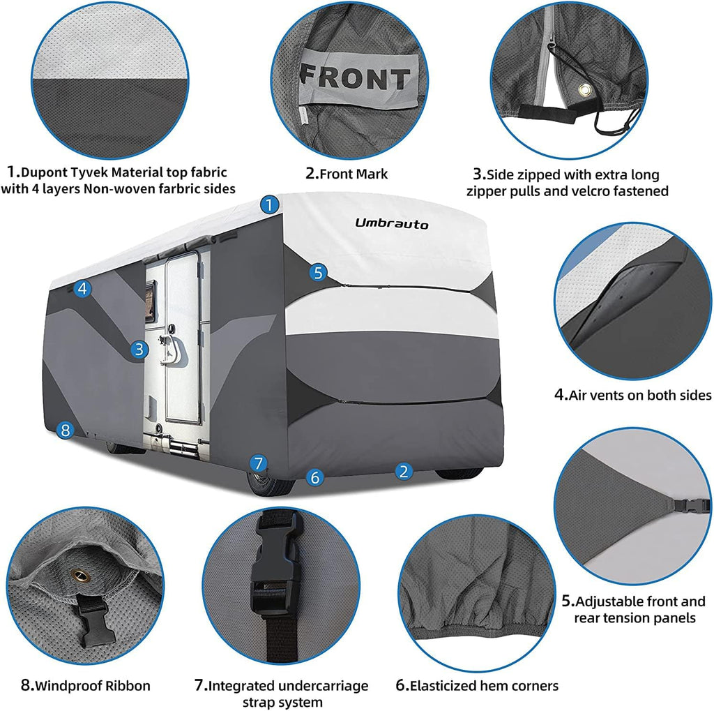 Grey 3 Layers Polypro RV Cover for 31-34Ft Motorhome S8728