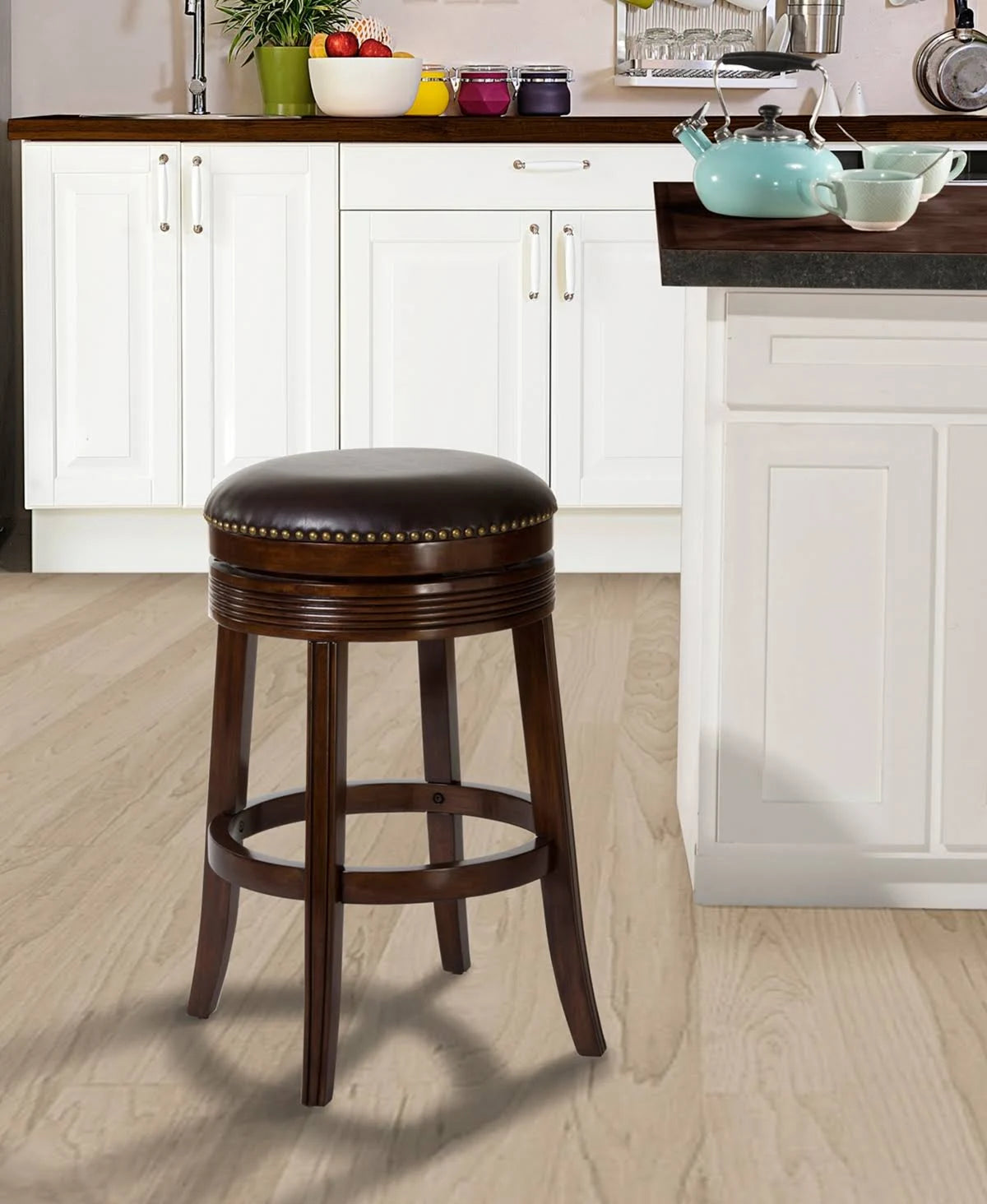 Cherry Backless Swivel Counter Stool X263711