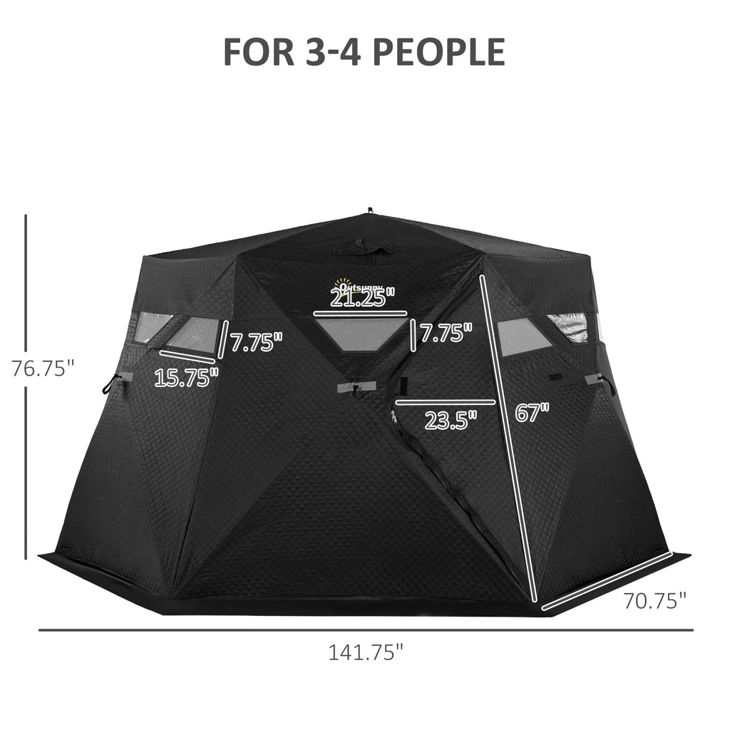 Black Insulated Pop Up Ice Fishing Tent G63991