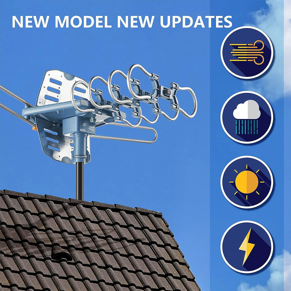 Digital Outdoor TV Antenna with Mount Pole 4K 1080p 150 Miles Range B57211