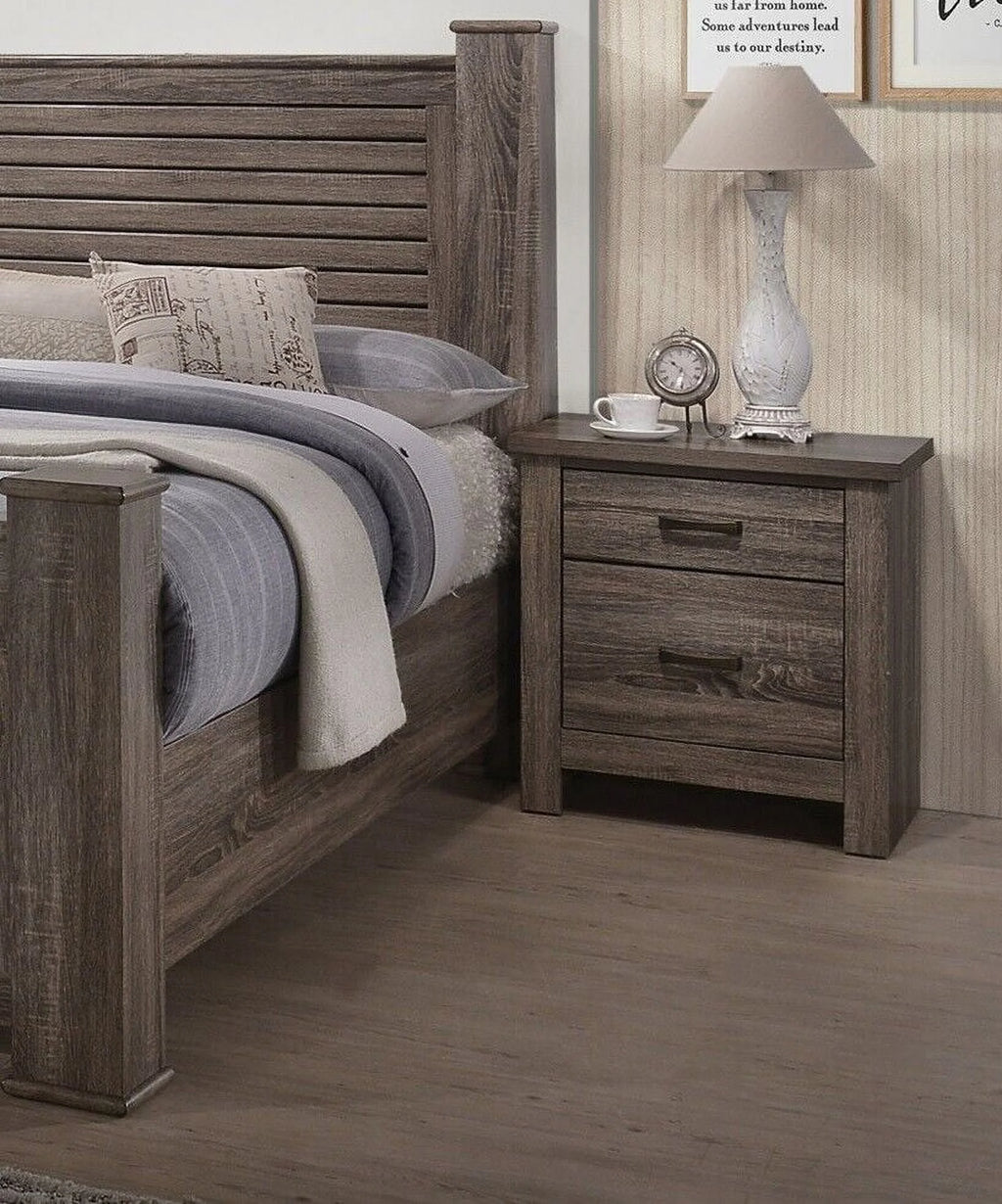 3pc Bedroom Furniture Set Natural Finish Eastern King Size Bed 2x Nightstands X4779