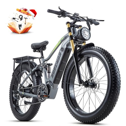 1000W 48V 30AH 26''x4.0 Inch Fat Tire Full Suspension Electric Bike T3191