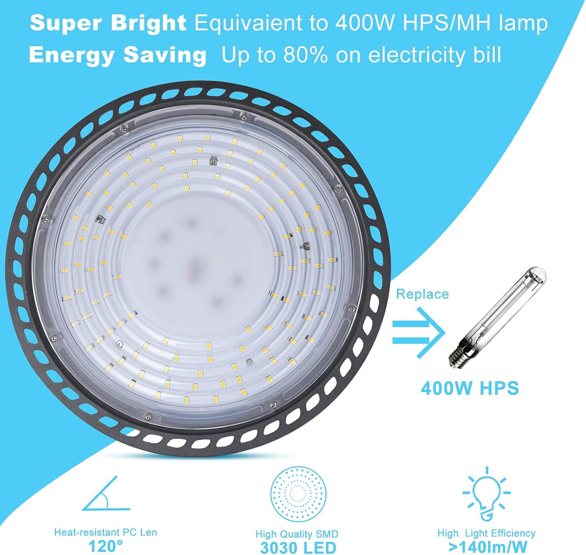 100W 5000K 14000LM LED High Bay Light 6Pack E496
