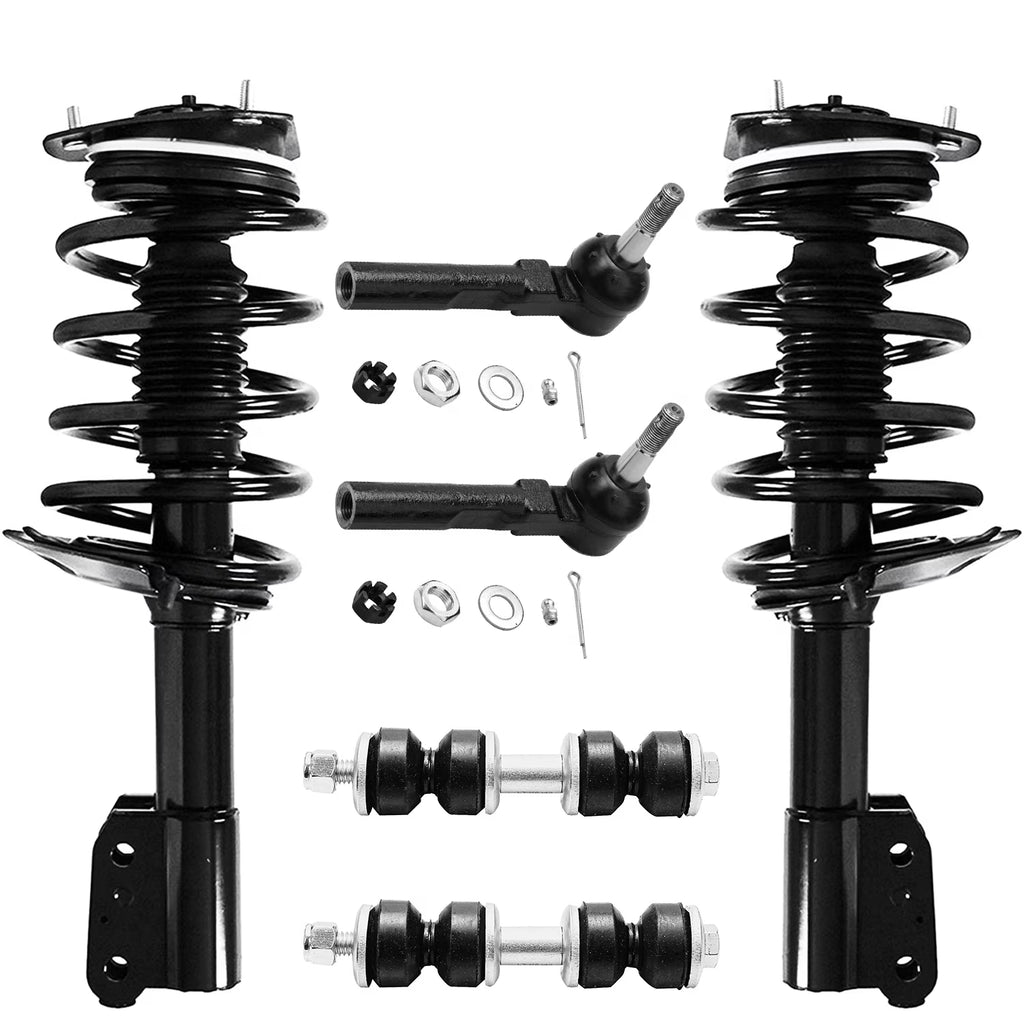 Front Struts with Coil Spring Sway Bars and Outer Tie Rods 6pc Set P23609