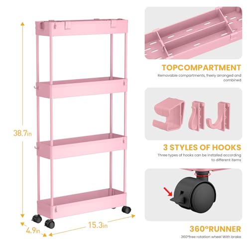Slim Storage Cart 4 Tier White S97759
