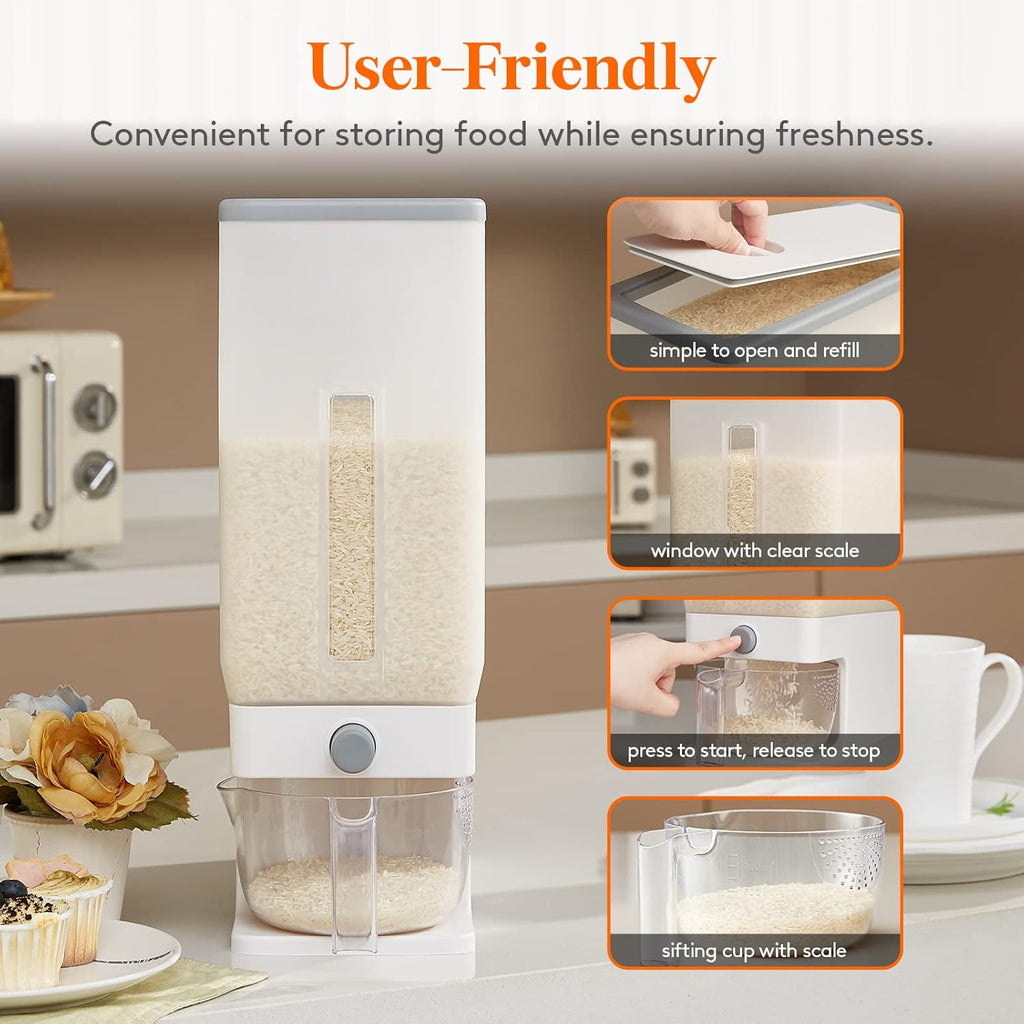 Rice Dispenser 25 Lbs (11.3kg) Rice Storage Container S730
