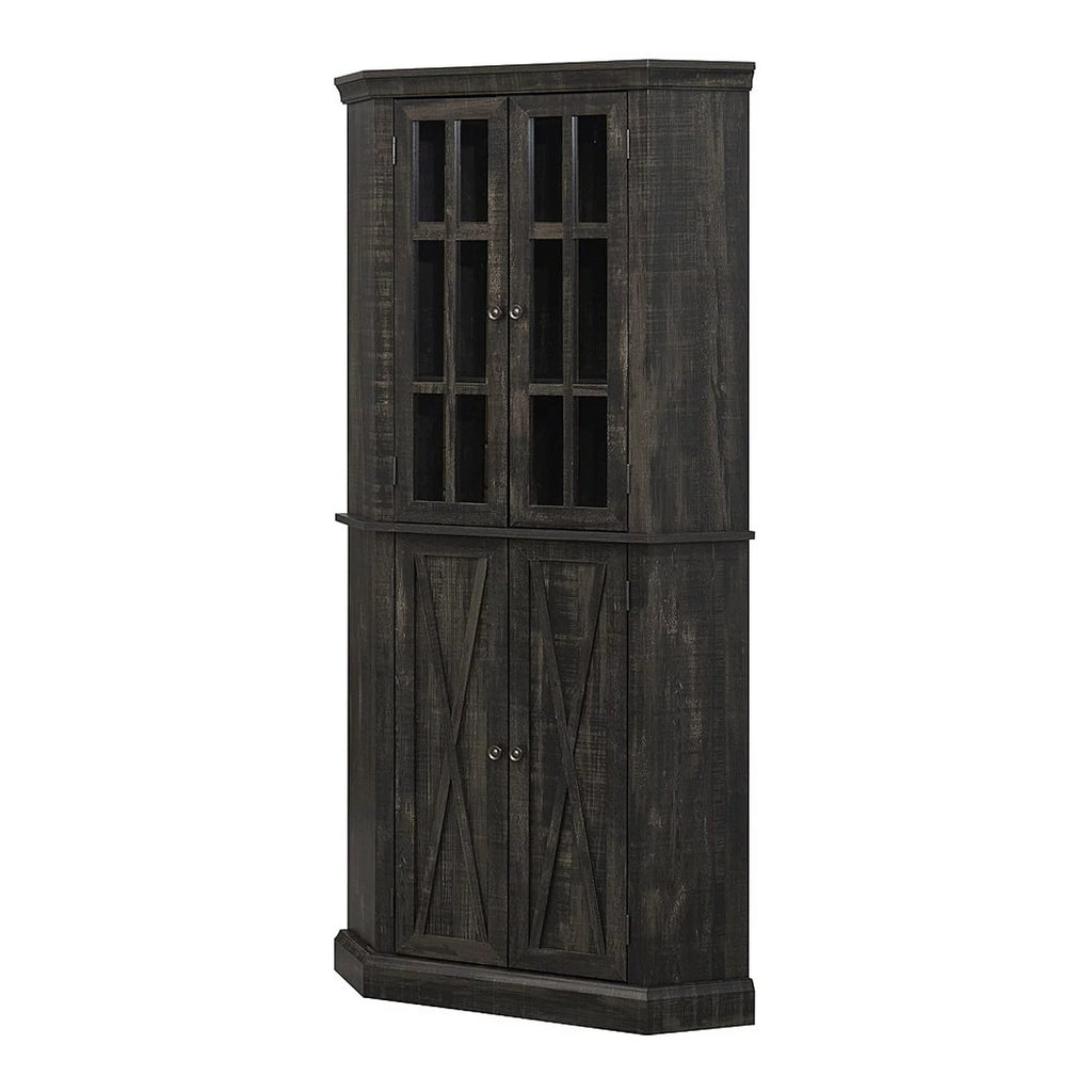 Enclosed Charcoal Corner China Cabinet E33020