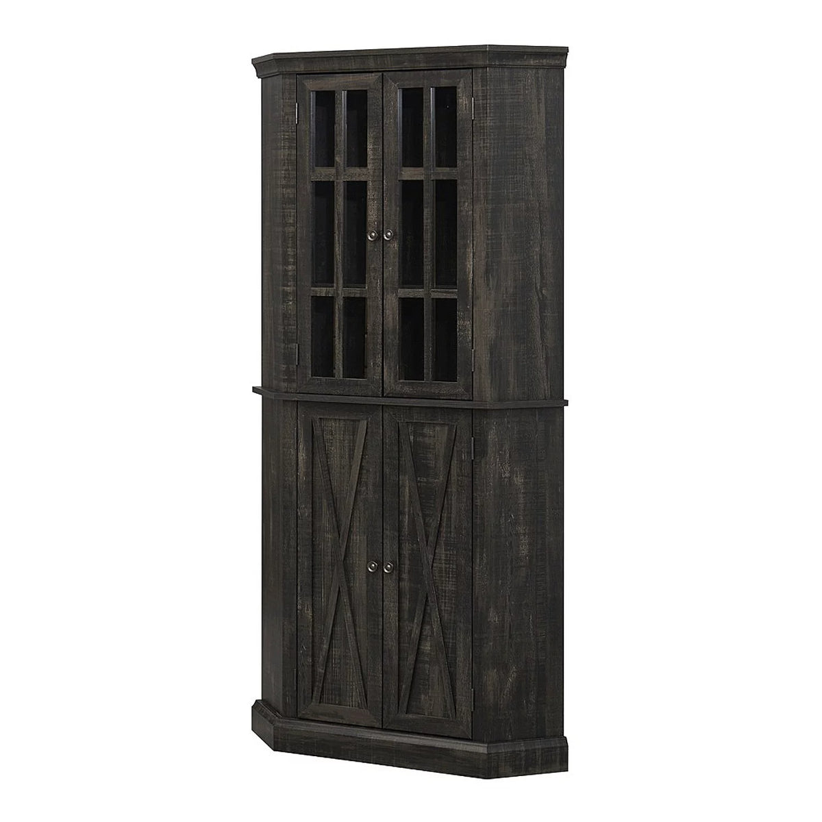 Enclosed Charcoal Corner China Cabinet E33020