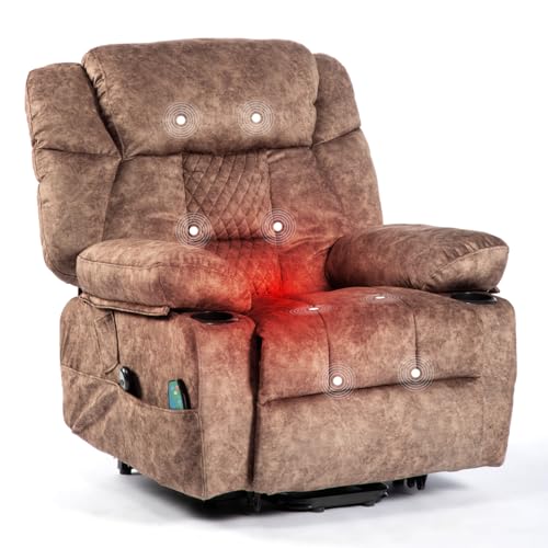 Fabric Power Lift Recliner Chair with Heat and Massage F86803