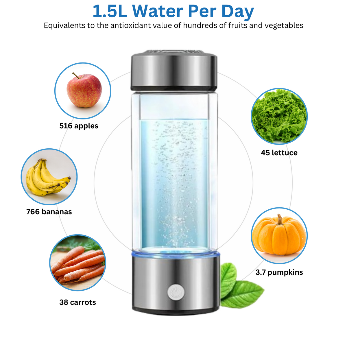 Rechargeable Hydrogen Water Bottle 420 ml J119040