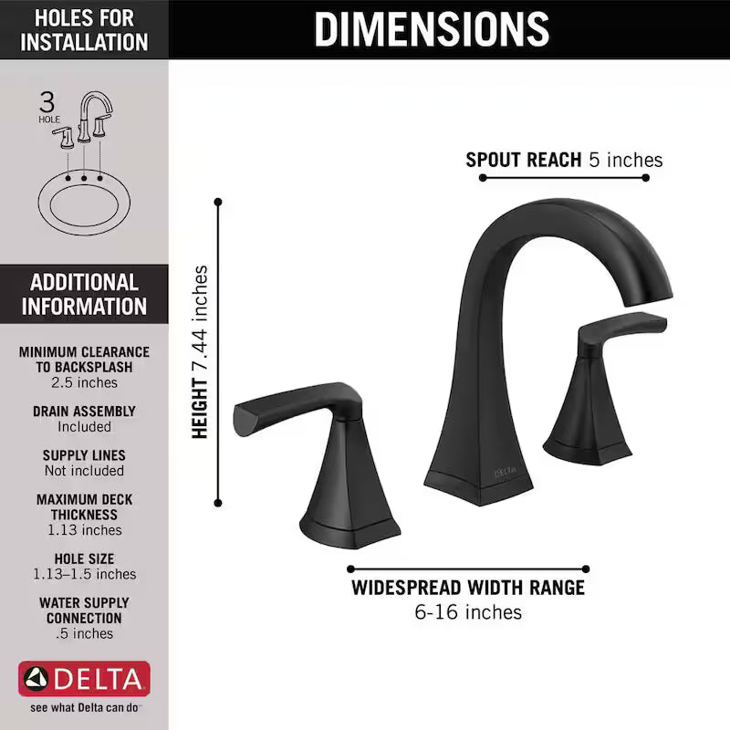 Matte Black 2-Handle Bathroom Faucet Y8609