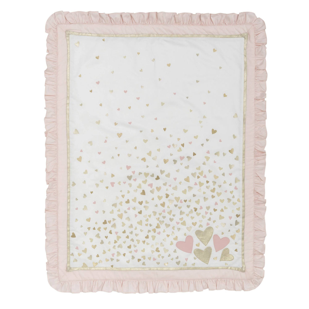 4 Piece Crib Bedding Set in Pink and White Z552