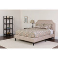 King Size Beige Fabric Upholstered Platform Bed with Memory Foam Mattress B93480