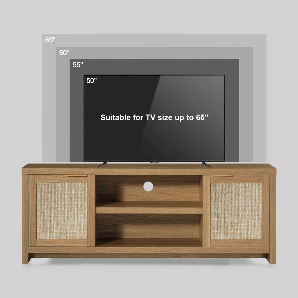 Farmhouse Rattan TV Stand, Weathered Oak D963523