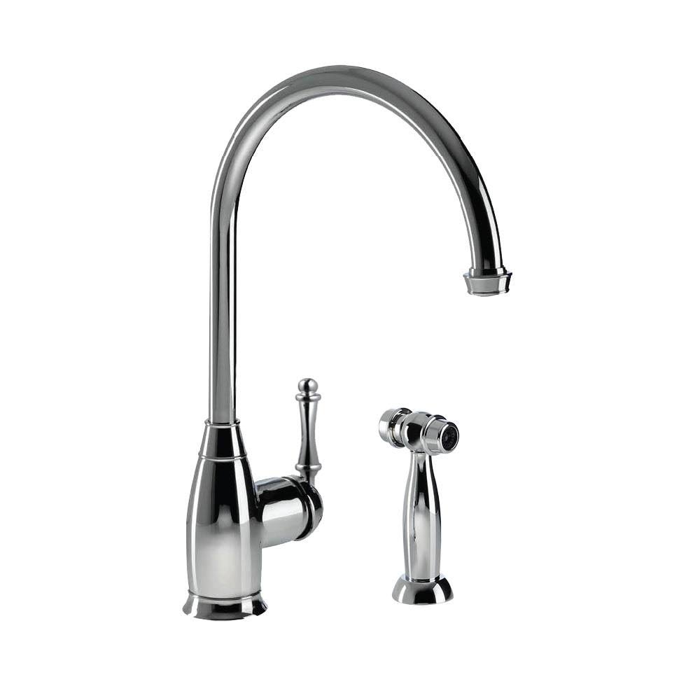 Polished Chrome Kitchen Faucet with Sidespray D304