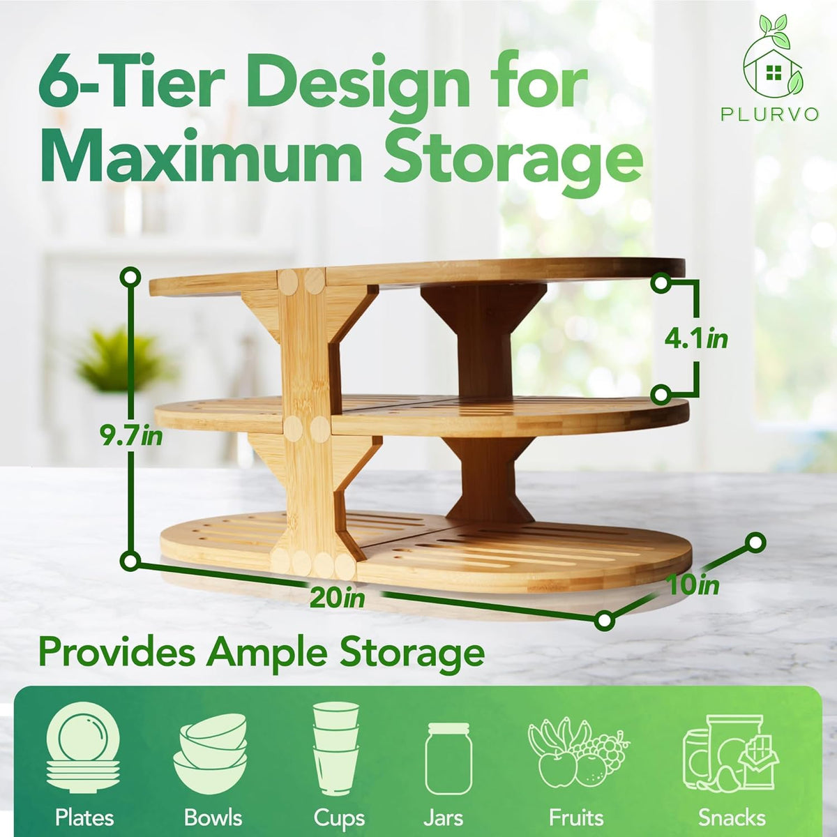 6-Tier Bamboo Plate Organizer U62691
