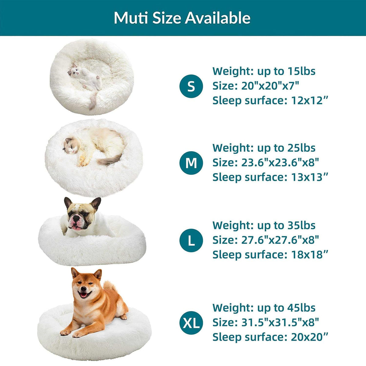 Washable Soft Plush Donut Cat and Dog Bed K722900