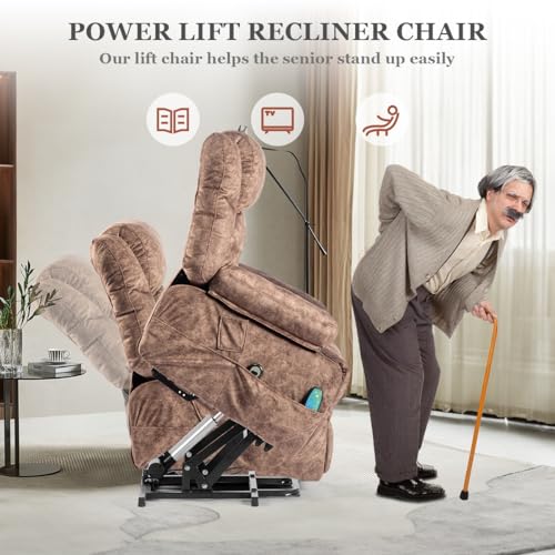 Fabric Power Lift Recliner Chair with Heat and Massage F86803