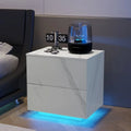 White 2 Drawer LED Nightstands I782569