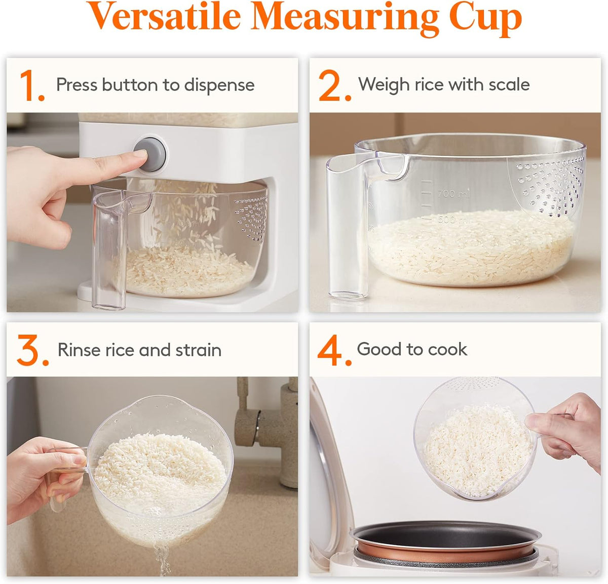 Rice Dispenser 25 Lbs (11.3kg) Rice Storage Container S730