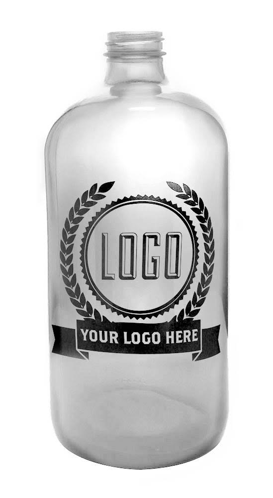 32 oz Clear Glass Boston Round Growler V232