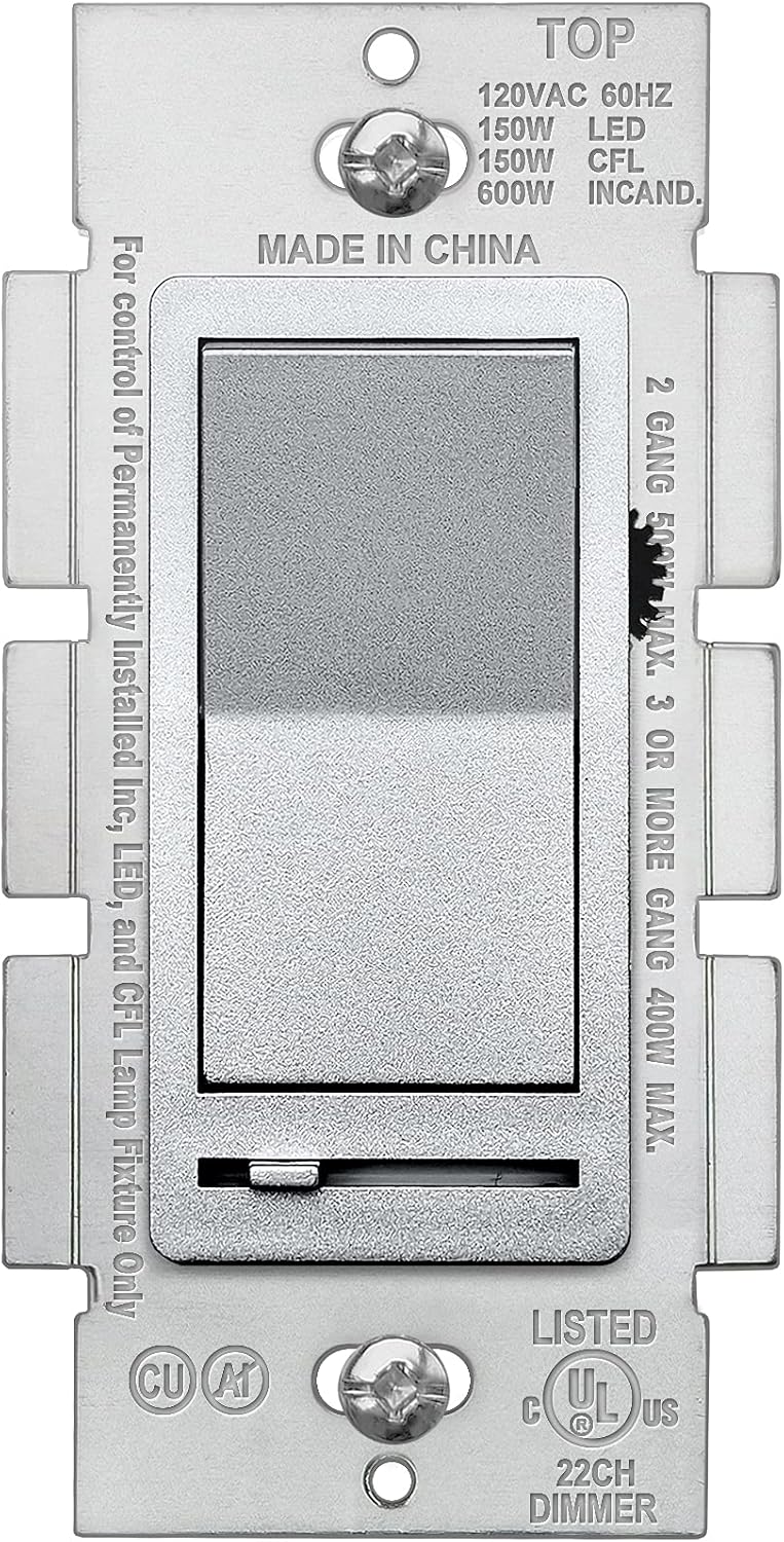 Matte Brown Dimmer Wall Light Switch, Single Pole or 3-Way, 120VAC H918034