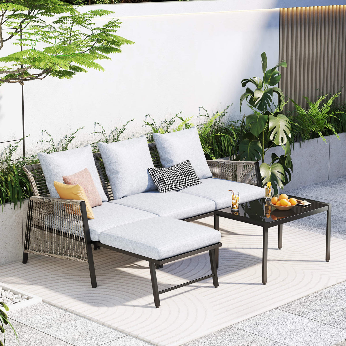 3 Pieces All Weather Patio Sofa B93675