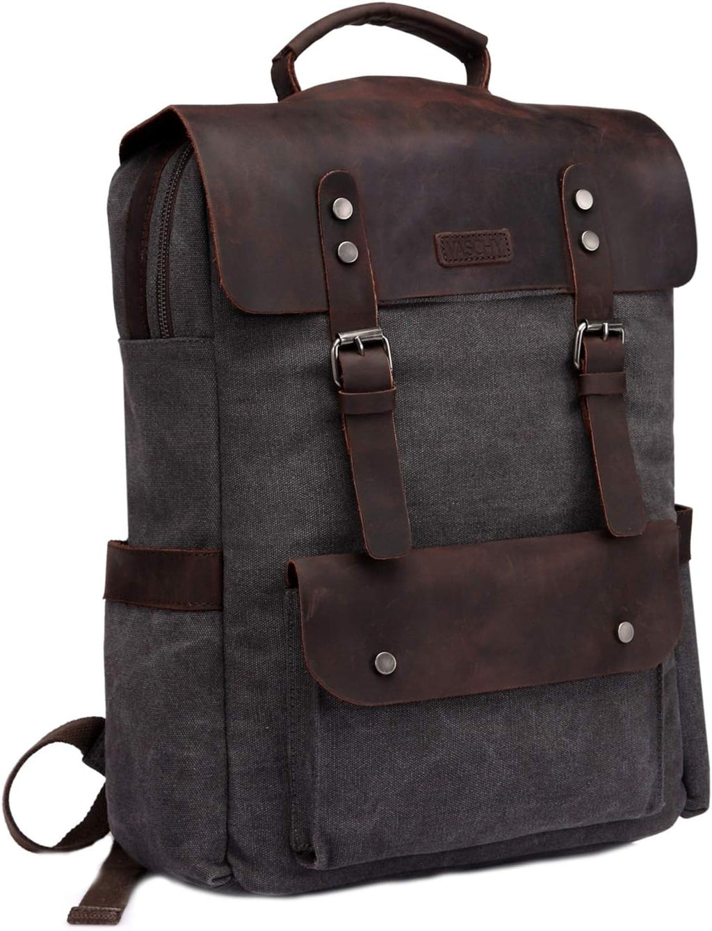Leather Canvas Laptop Backpack Rucksack V888