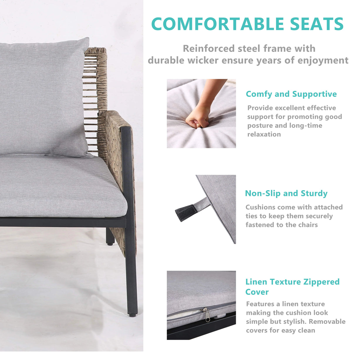 3 Pieces All Weather Patio Sofa B93675