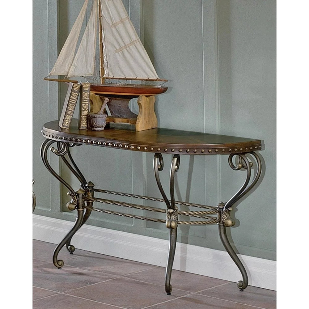 Metal Console Table in Dark Cherry X6077