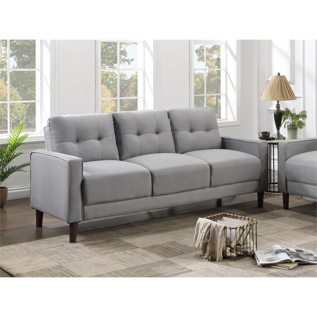 Gray Upholstered Fabric Sofa with Track Arms C42568