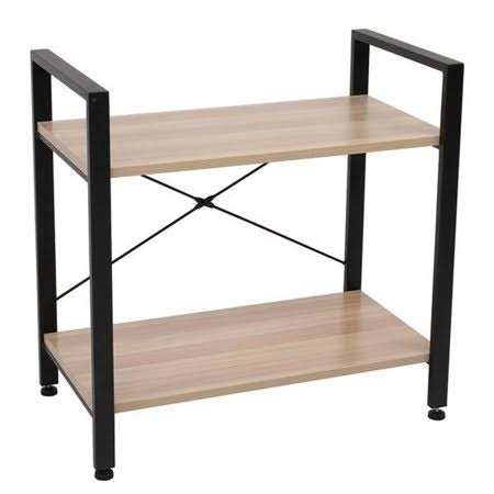2 Tier Narrow Industrial Wood Bookcase R437