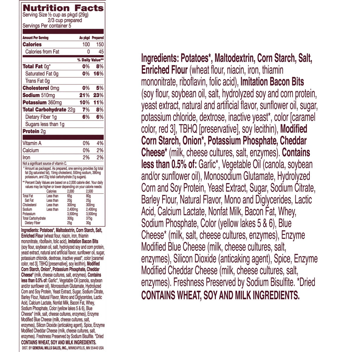 Cheddar and Bacon Potatoes, 5.1 oz (Pack of 12) C762