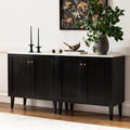 Black Storage Cabinet with Faux Marble Top and Adjustable Shelves T134910