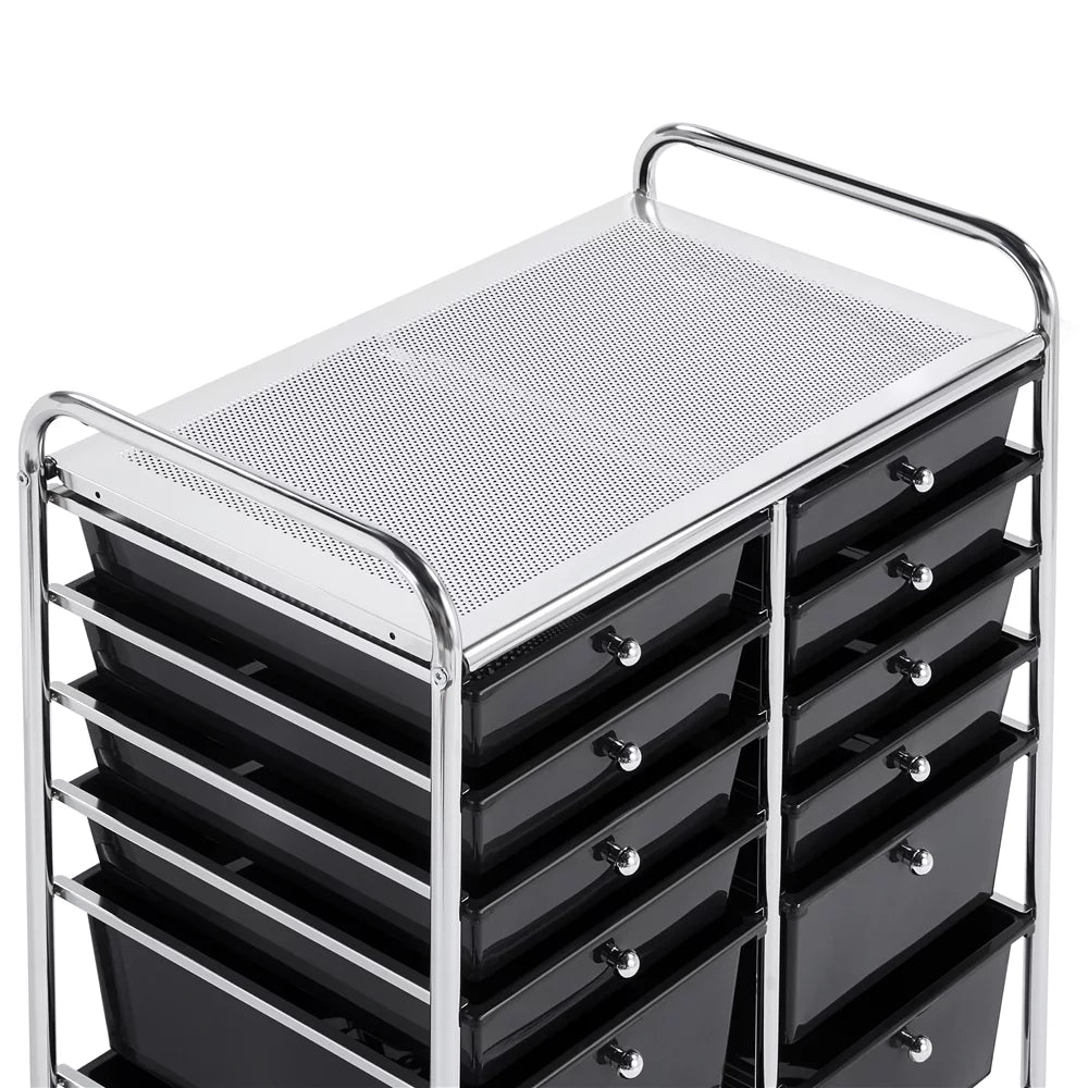 Black 12 Drawer Rolling Storage Cart T55229