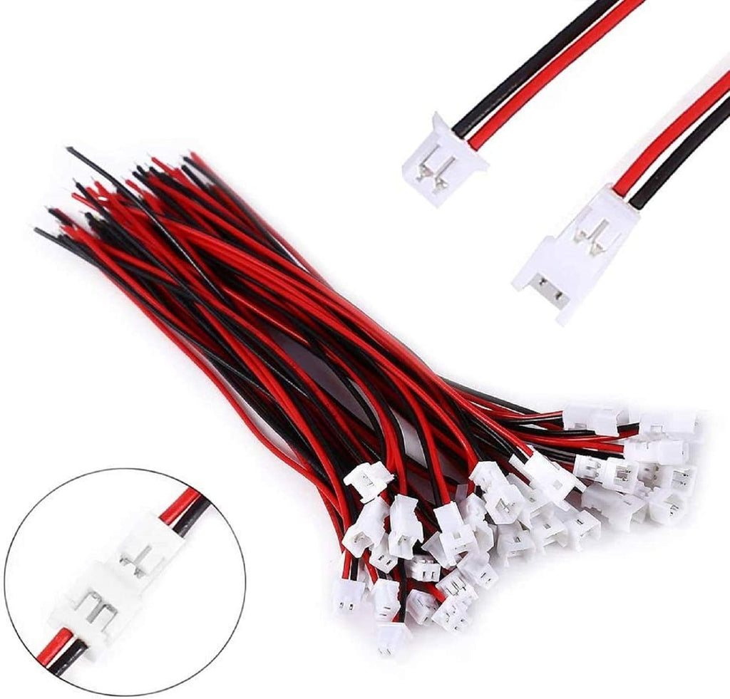 30 Pairs JST 1.25mm 2 Pin Micro Male Female Connector Plug with Red Black Wire Cable 80mm Z45757